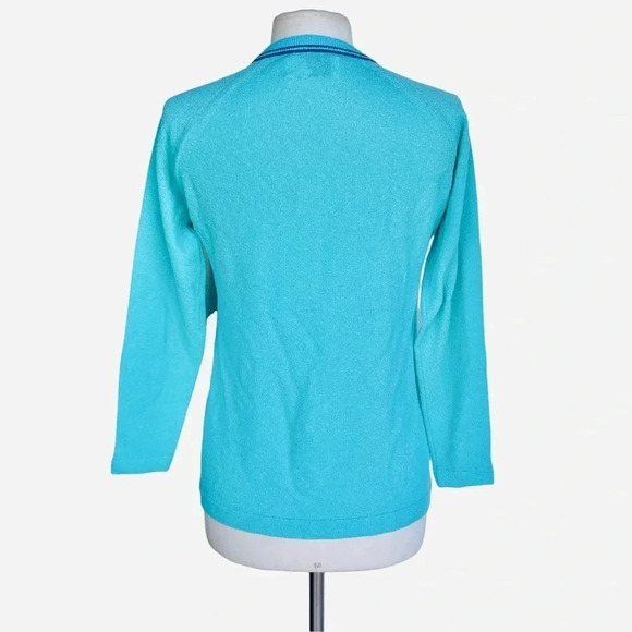 TALBOTS Women’s Size 36 Turquoise Button Front Vintage Cardigan - Picture 3 of 4